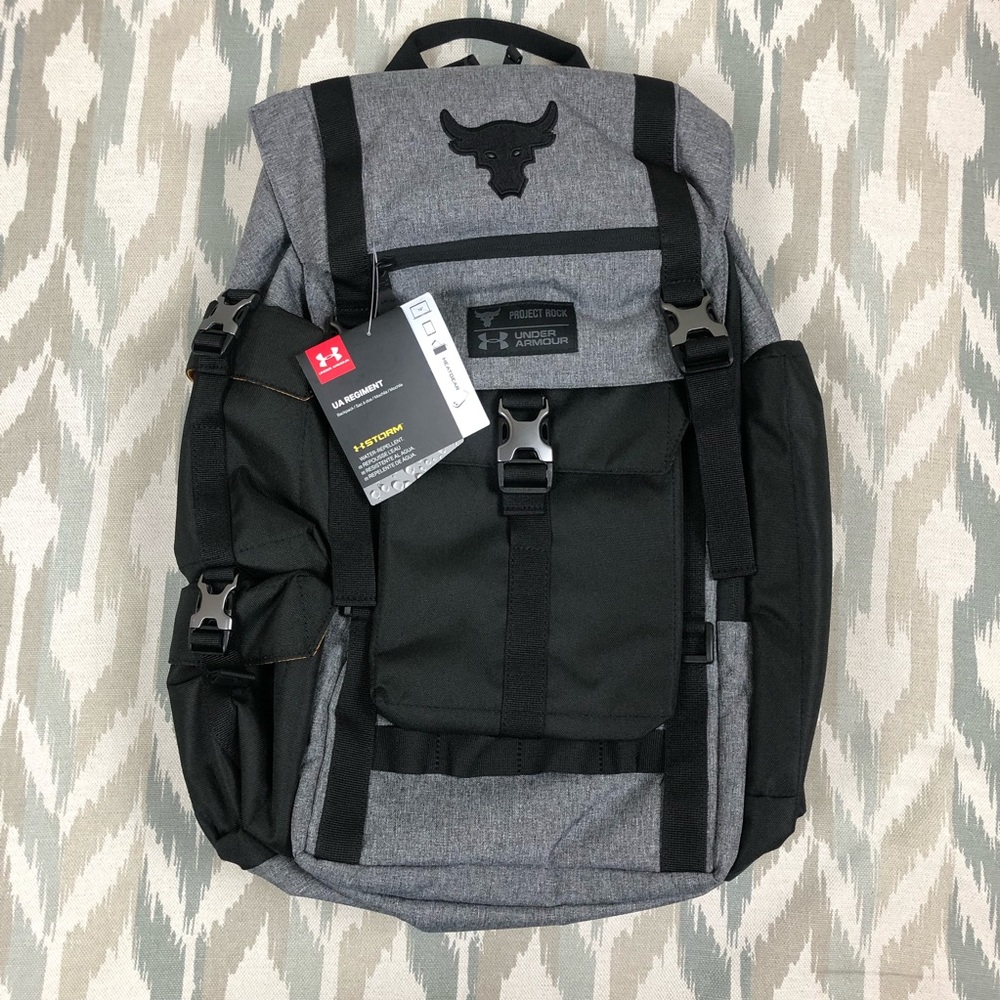 Under Armour UA Project Rock Bag Regiment Backpack Gray Chase Greatness 1325331 - Picture 5 of 13